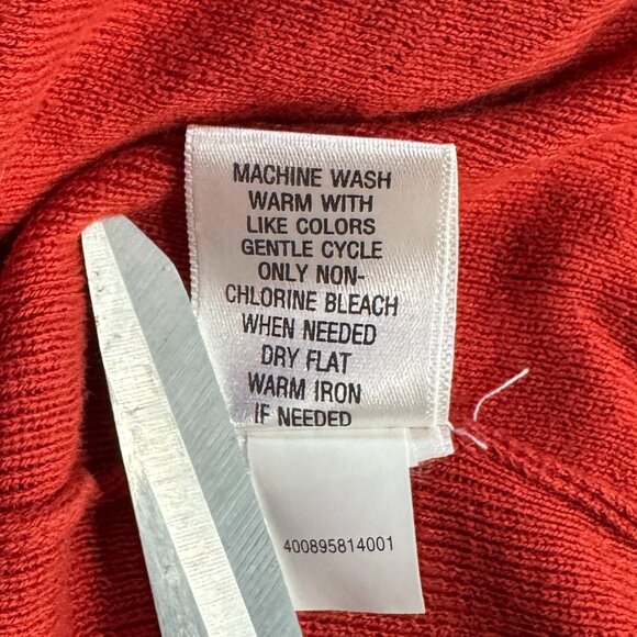 (L) ELLE Dark Orange Empire Waist Short Sleeve Sweater w/ Buttons - Picture 11 of 11